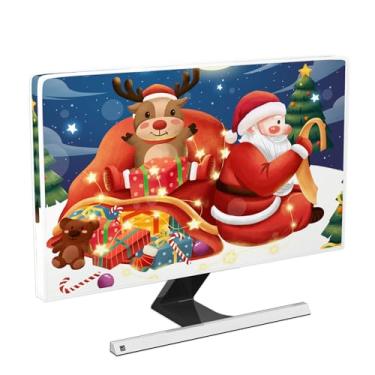 Imagem de Baocicco Capa protetora contra poeira para monitor de Papai Noel de 56 cm, 61 cm, estilo desenho animado, alce, inverno, férias, véspera de ano novo, crianças, meninos, meninas, acessórios, laptop, TV