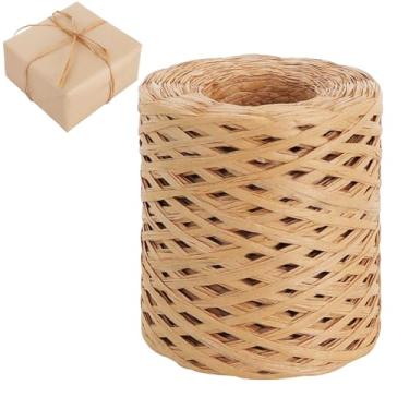 Imagem de TONIFUL Fita de papel de ráfia para artesanato, fio de ráfia de 1,80 m para embrulho de presente - barbante de papel de embalagem Kraft para crochê, presente de embrulho, artesanato DIY, guirlandas de