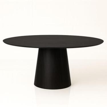 Imagem de Mesa de Jantar Cone Oval 120x80 cm Base Madeira Ébano - Linn Design De