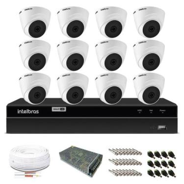 Imagem de Kit Monitoramento Intelbras com 12 Câmeras de Segurança Dome 1080p, Se