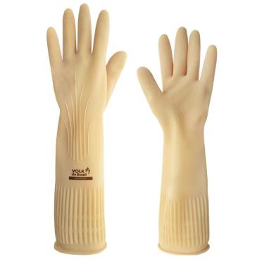 Imagem de Luva de Segurança Látex Natural Cano Longo Antiderrapante Ranhurada Volk