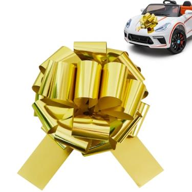 Imagem de TONIFUL Arco grande dourado de 40,6 cm - arco decorativo gigante de folha de alumínio para corrimão de escada, carro, bicicletas, brinquedos grandes, candidatos, porta da frente, embrulho de presente