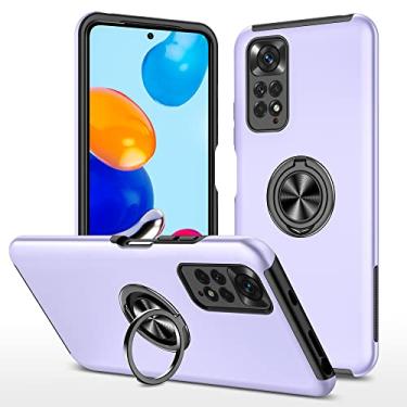 Imagem de SORAKA Capa para Xiaomi Redmi Note 11 Pro 5G/4G com suporte de anel invisível e placa de metal para suporte magnético de carro, capa rígida de policarbonato macio TPU com amortecedor de grau militar