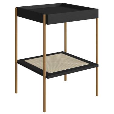 Imagem de Mesa Lateral 58 CM Pes Metal Palhinha Oslo 28962 Nero Artesano