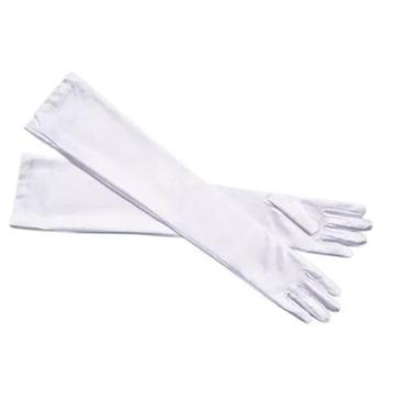 Imagem de Luvas Brancas Papai Noel Comprida Fantasia Natal