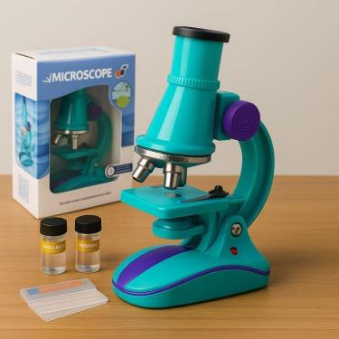 Imagem de Microscópio Infantil Portátil 100x 200x 450x Led Educativo