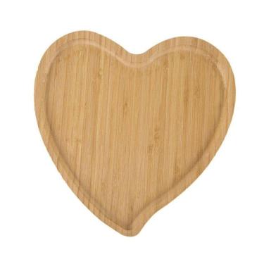Imagem de Bandeja petisqueira de coração em bambu madeira