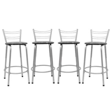 Imagem de Kit 4 Cadeira Para Balcão Ilha Bistrô Banqueta 60cm Flórida Prata Bar 