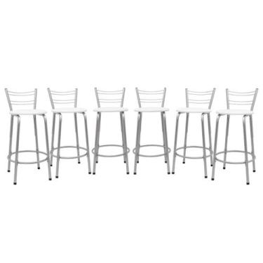 Imagem de Kit 6 Cadeira Para Balcão Ilha Bistrô Banqueta 60cm Flórida Prata Bar 