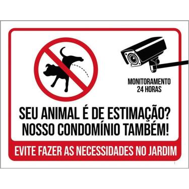 Imagem de Placa Sinalização Animal Estimação Condomínio Jardim 36X46