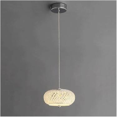 Imagem de Luminária pendente de cristal MI-NI, lustre moderno de cabeceira LED eletrocrômico, luminária de lustre suspensa de cabeça única com altura ajustável de 7 W