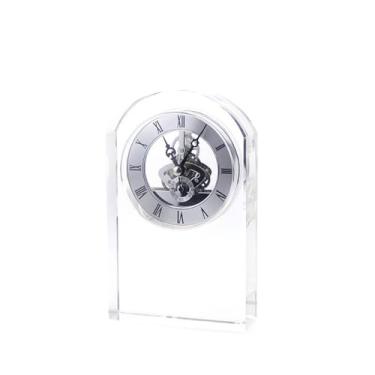 Imagem de Relógio de mesa luxuoso cristal relógio de mesa criativo silencioso cabeceira quarto estética decoração acessórios para sala de estar relógio de mesa (prata)