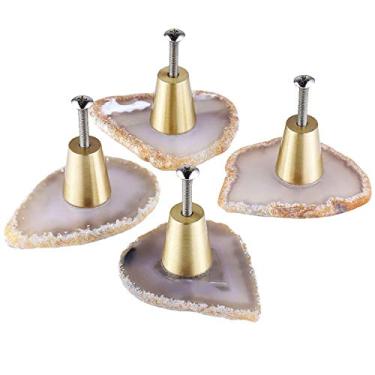 Imagem de Pacote com 4 puxadores de gaveta para armário de fatias de ágata da Rockcloud, armário de armário, cômoda, puxador de porta, acessórios decorativos para casa, Natural Color