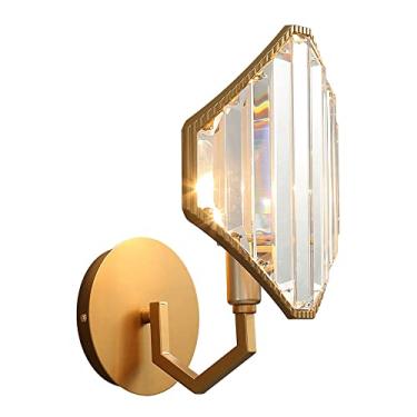 Imagem de Luminária de parede dourada, luminária de cristal para parede, decoração pós-moderna para sala de estar, luminárias de cabeceira quadradas para quarto, arandelas de penteadeira para corredor