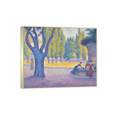 Imagem de BMZFYBS Impressão em tela famosa pintura - paisagem arte de parede - fonte - pôster de moldura prata para decoração de casa 70 x 85 cm 27 x 33 pol