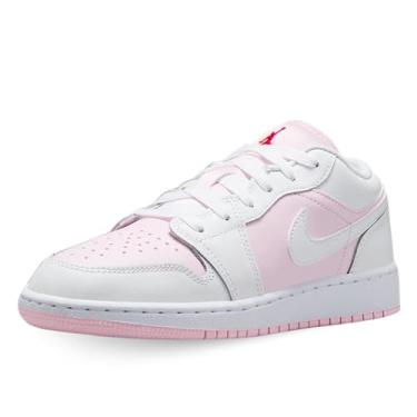 Imagem de Tênis infantil Air Jordan 1 Low (553560-608, espuma rosa/vermelho fogo/branco), Espuma rosa/branco-fogo vermelho, 18