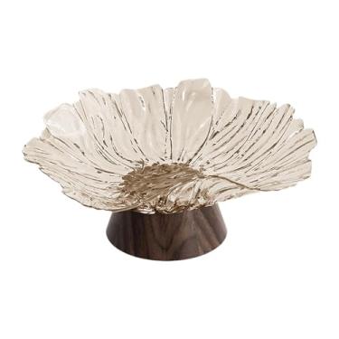 Imagem de DimyFew Fruteira de pedestal, fruteira com pé alto, suporte para vegetais, bandeja de servir para decoração de balcão de cozinha e sala de jantar, Âmbar Cáqui