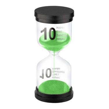 Imagem de SuLiao Ampulheta de 10 minutos, temporizador de areia verde, relógio de areia colorido de 10 minutos, reloj de arena de plástico de 10 minutos, grande ampulheta de vidro, cozinha, jogos, sala de aula