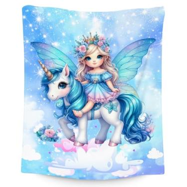 Imagem de Cobertor para meninas, cobertor de unicórnio para crianças, presentes de unicórnio macio e leve para sofá, cadeira, 101,6 cm x 127 cm