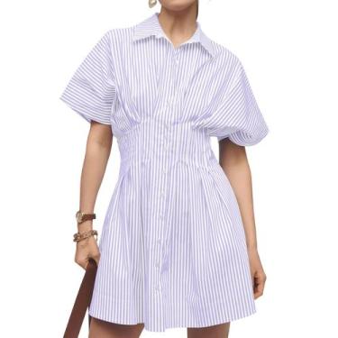 Imagem de Camisa Dress Synound feminina com botões na frente para baixo, plissad
