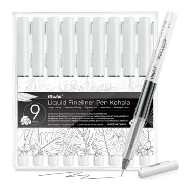 Imagem de Canetas Fineliner Líquidas com 9 Tamanhos para Desenho, Ilustração e Esboço. Kit Profissional com Ponta Fina para Artistas, Mangá e Detalhes Precisos