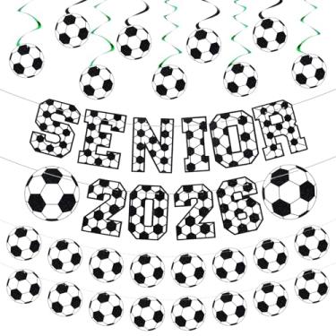 Imagem de Kosiz Decorações de festa de futebol noturno sênior 2026, faixa sênior 2026, guirlanda de papel, redemoinhos pendurados para presente de celebração, equipes esportivas, suprimentos de festa de