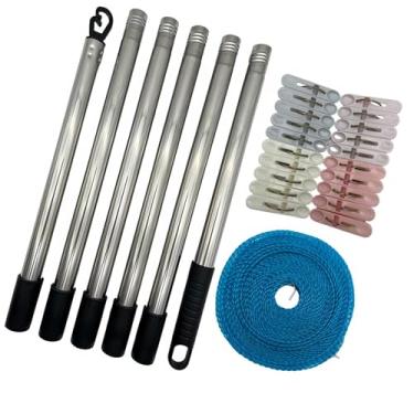 Imagem de Generic Acessórios para varais de cabide, kit de cabide de roupas de alto alcance e resistente para secar roupas, vaso de plantas, luz de Natal, 6 Seção