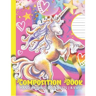 Imagem de Unicorn Composition Book: Unicorn Cursive Script Book | Cursive Handwriting Practice Notebook | XL 8.5 x 11 (Large Size) | 100 Page ... Gift wor Girls & Women to Practice & Improve!