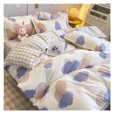 Imagem de Lindo conjunto de capa de edredom com estampa de corvo cereja laranja solteiro casal tamanho queen com fronhas de lençol plano (I Queen 4 peças 200x230)