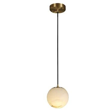 Imagem de YQSLQZZ Luminária pendente de globo de 1 luz, lustre dourado de iluminação decorativa de cabeceira de quarto, restaurante bar cozinha ilha luzes de teto suspensas, altura ajustável