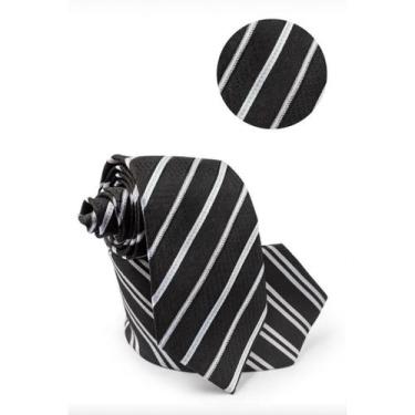 Imagem de Gravata Social Risco Fino Padrinho Evento - oem, Preta listra branca