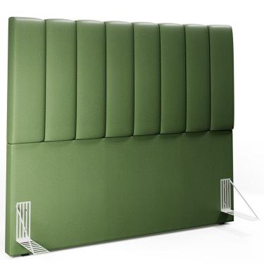 Imagem de Cabeceira Cama Box Casal 140 cm Dália W01 Facto Verde Musgo - Lyam Decor
