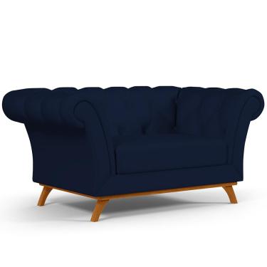 Imagem de Sofá 2 Lugares Para Sala de Estar Império 150 cm D02 Veludo Azul Oxford C-304 - Lyam Decor