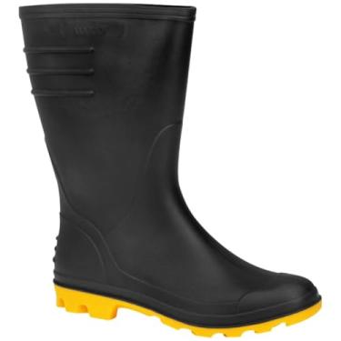 Imagem de Bota De Pvc Preta Com Solado Amarelo, Cano Médio, Sem Forro, 40, Vonder.