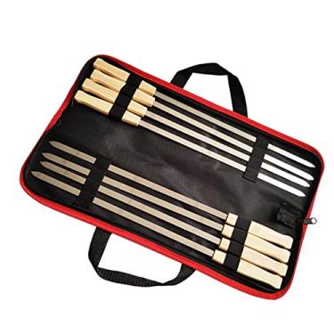 Imagem de Domary Espetos de Churrasco de Aço Inoxidável, Cabo de Madeira, Grelha de Acampamento, Adequado para Churrascos Internos e Externos