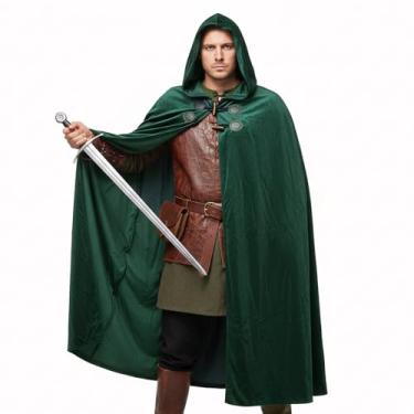 Imagem de Jococs Capa com capuz verde com capuz, fantasia medieval, cosplay para festa de Halloween (M)