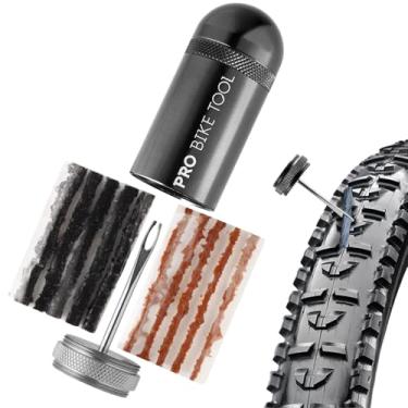 Imagem de PRO BIKE TOOL Kit de reparo de pneu de bicicleta sem câmara – para pneus de bicicleta MTB e estrada – Conserte um furo ou furado, rápido – conjunto de equipamentos inclui recipiente de armazenamento