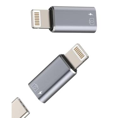 Imagem de Adaptador de áudio OTG USB-C fêmea para Lightning macho (pacote com 2) para iPhone para iPad para dispositivos Apple, conector fêmea para macho, leitor de cartão, fone de ouvido, câmera, dongle de
