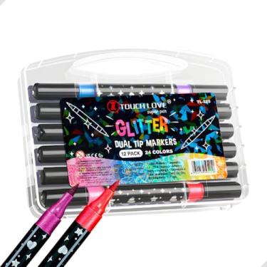 Imagem de Estojo de Canetas Glitter Ponta Dupla | Marcadores para Scrapbook, Lettering, Desenho e Bullet Journal | Cores Vibrantes com Brilho Exclusivo | Kits 12, 36 ou 48 Papelaria Fofa (12)