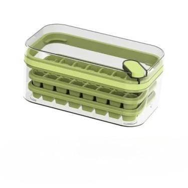 Imagem de Forma Gelo, Forma Reutilizável, Bandeja Cozinha Resistente, Design Inovador de Camada Dupla Que Otimiza O Espaço E Facilita A Remoção Dos Cubos de Gelo(VERDE,2 FORMAS)