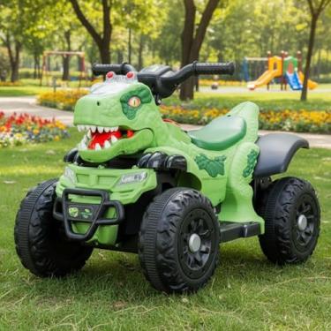 Imagem de Quadriciclo Elétrico Infantil 6V Dinossauro Rex, Veículo com Sons e Luzes, Ideal para Crianças a Partir de 3 Anos, Aventura ao Ar Livre, Brinquedo Infantil Divertido e Seguro - Verde