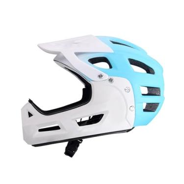 Imagem de Dynwave Capacete de bicicleta respirável ajustável para skate, ciclismo, snowboard ventilado com viseira leve, Branco Azul