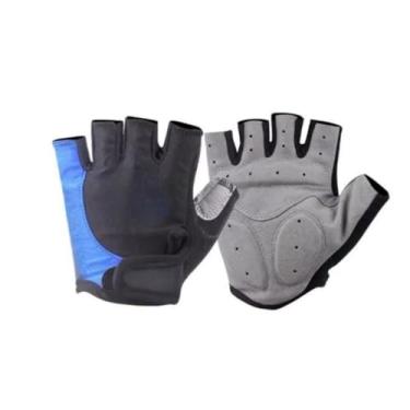 Imagem de Luva Moto, Par de Luvas Gel para Ciclismo, Dedo Curto para Bike, Academia(Preto/Azul,L (G))