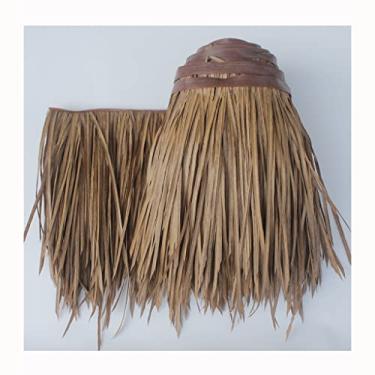 Imagem de Rolos de palha sintética para Telhado Tiki Bar, rolo de palha de palmeira de palha de longa duração, capa de guarda-chuva de telhado de grama Tiki Hut Mini Bar e guarda-sol de pátio (amarelo f, 0,5 x