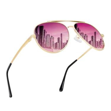 Imagem de Óculos de sol aviador polarizados para mulheres, óculos de sol femininos leves, polarizados, armação de metal, para dirigir e pescar, Roxo, vermelho