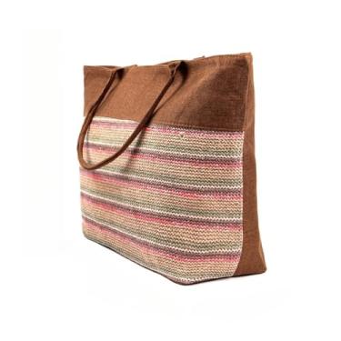 Imagem de Bolsa de Praia Feminina Grande e Estilosa e Perfeita para o Verão,bolsa de palha feminina(WG.10-Marrom)