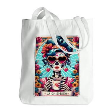 Imagem de Carta de tarô de esqueleto engraçado caveira gótica bruxa material de bruxaria suprimentos de lona gótica sacola de compras reutilizável 01, Skullcard 00840, 13.8 x 16 inches