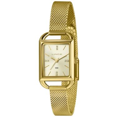 Imagem de Relógio Lince Feminino Dourado Retangular Lqg4790l24 C1kx