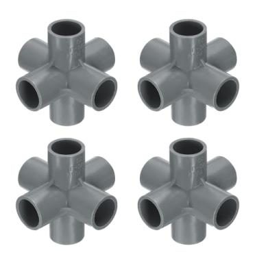 Imagem de Generic 4 peças de acessórios para tubos de PVC de 6 vias, conector de tubo de cotovelo de 1/5.1 cm, grau de construção, acoplamento de tubulação de 90 graus, acessórios de cotovelo para esgoto