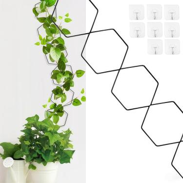 Imagem de Treliça de corrente para trepadeiras, treliça de parede de jardim e suporte de videira com 8 ganchos e 50 laços de zíper - hexágono 18